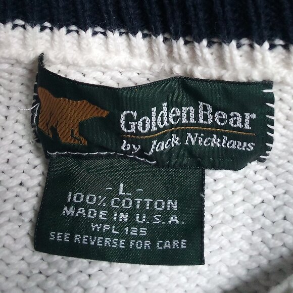 Vintage Golden Bear Jack Nicklaus Golf Cable Knit Crewneck Sweater - Picture 3 of 5